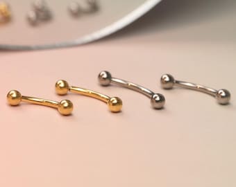 Basic Cute Ball Eyebrow Stud Titanium Eyebrow Ring Jewelry - Curved Barbell 16G Eyebrow Ring and Belly Button Ring - 6mm-16mm