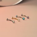 Small cute round blue/white/purple opal silver/gold eyebrow ring curved barbell G23 titanium eyebrow ring jewelry 16G 18G