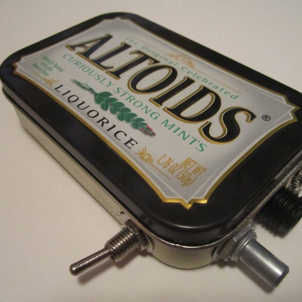 Mint Tin Pocket Guitar Amp, Headphone Amp, MP3 Amp w/ Speaker, Volume Control, & 10X Gain (Black Liquorice Altoids)