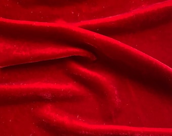 Red velvet, Firey red, Christmas red silk velvet hand dyed
