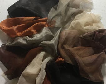 neutral colored silk scraps hand dyed silk gauze nuno felting