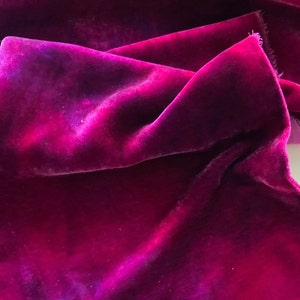 Silk Velvet fabric hand dyed velvet bright multi color velvet purple