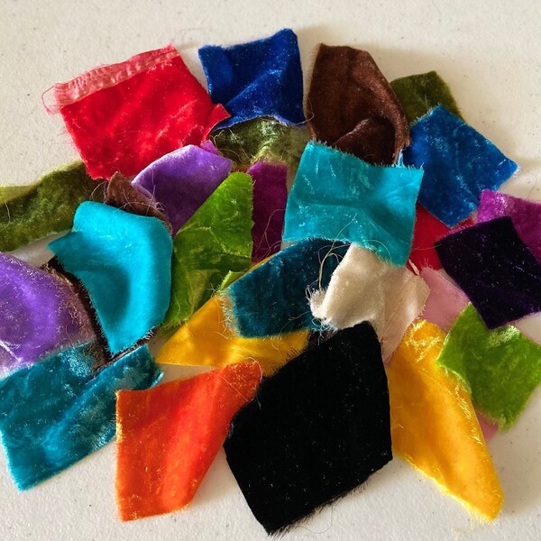 Silk Velvet scraps hand dyed velvet remnants on sale