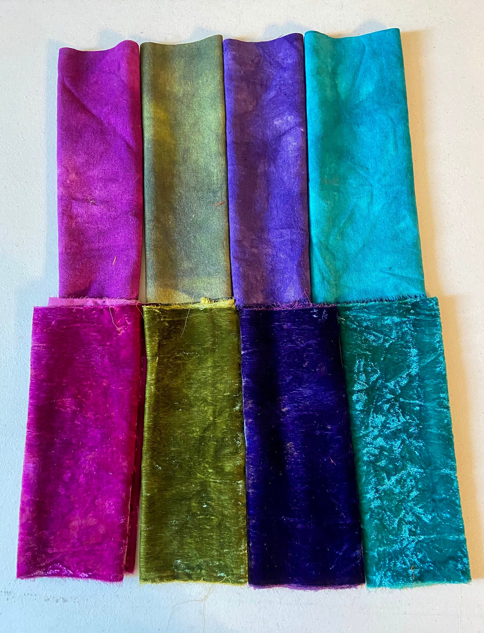 Silk Velvet and Silk Noil Raw Silk Hand Dyed Etsy