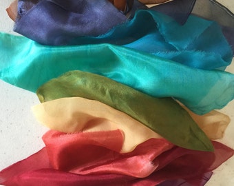 hand dyed silk fabric scraps lightweight Silk Gauze and habotai nuno felting fabric