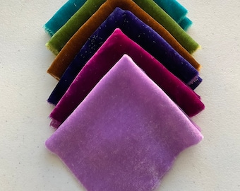 Hand Dyed Silk Velvet Fabric Bundle, Art Quilt Supplies