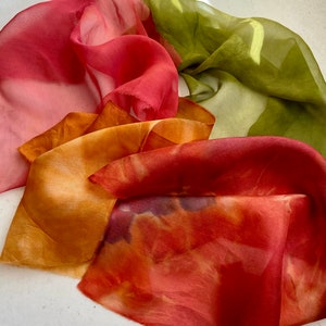Hand Dyed Silk Fabric Scraps: Gauze & Habotai for Nuno Felting
