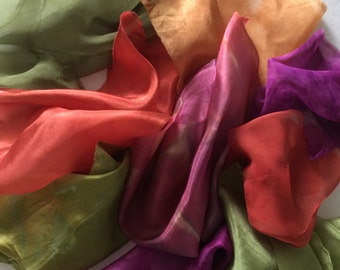 Silk chiffon fabric scraps, silk gauze