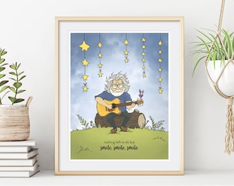 Jerry Garcia Nursery Print - 11 x 14 - Grateful Dead Quote Art - Smile, smile, smile