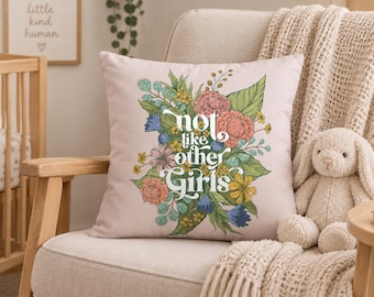 Grateful - "Not Like Other Girls" -  Scarlet Begonias Accent Pillow for Living room, Nursery & More