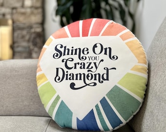 Pink Floyd Throw Pillow - "Shine On You Crazy Diamond" - Custom-shaped Rainbow Burst Pillow