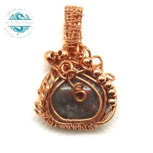Pingente de abóbora de cobre com ágata – Pingente de outono com fio enrolado
