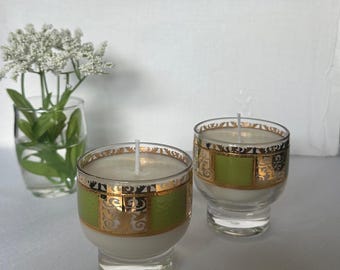 Cuenco para velas con adornos florales vintage