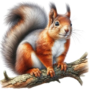 14 Aquarelle Écureuil Clipart - Animaux d’automne, PNG avec fond transparent, Téléchargement numérique