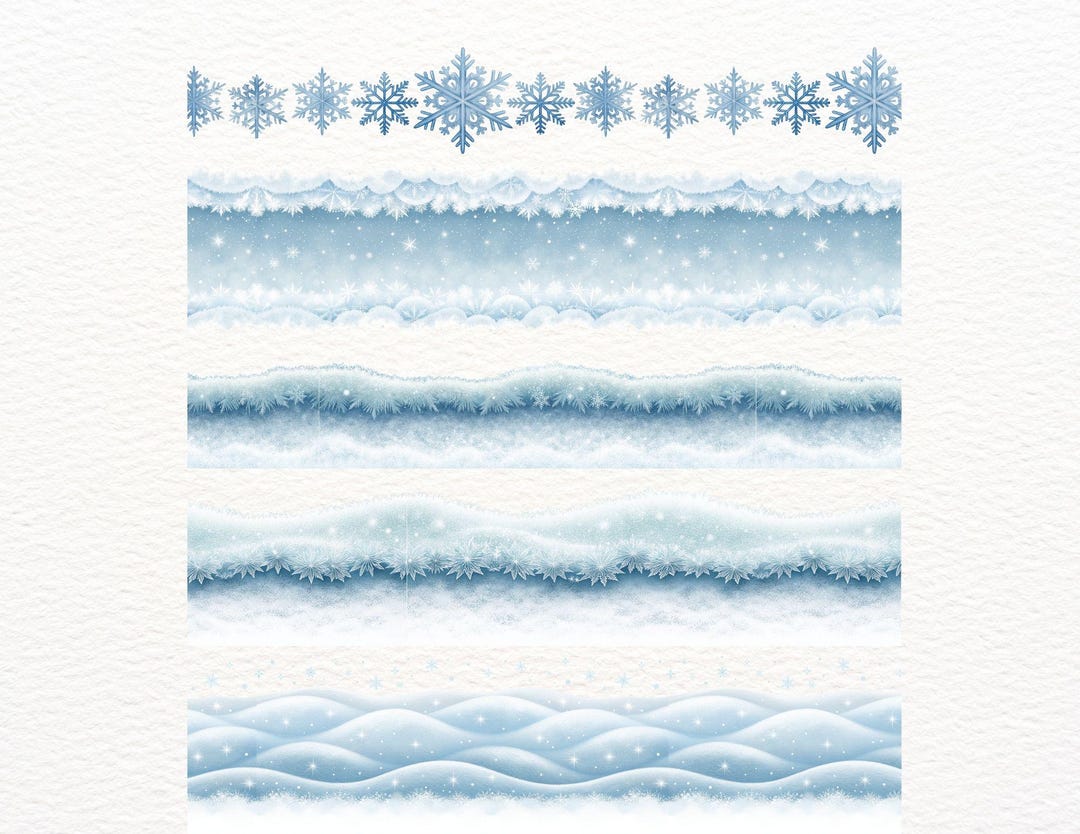 Snow Border Css 14 Winter Seamless Snow Borders Clipart | Snowflake Watercolor PNG ...