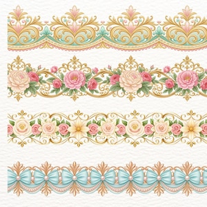 24 Seamless Rococo Borders, Floral Rococo Clipart, Elegant Vintage Frame, baroque frame, rococo design