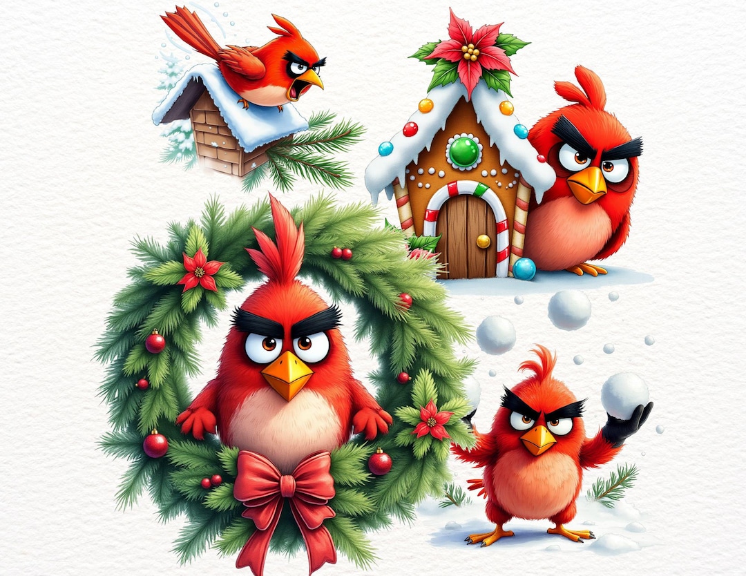 Whimsy Cardinal Vector 17 Whimsical Christmas Cardinals Clipart | Holiday Cardinal, Festive ...
