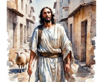 Jesus Watercolor Illustration | 25 Christian Clipart |  Easter Resurrection Clipart | Life of Jesus Clipart | Bible story art, religious