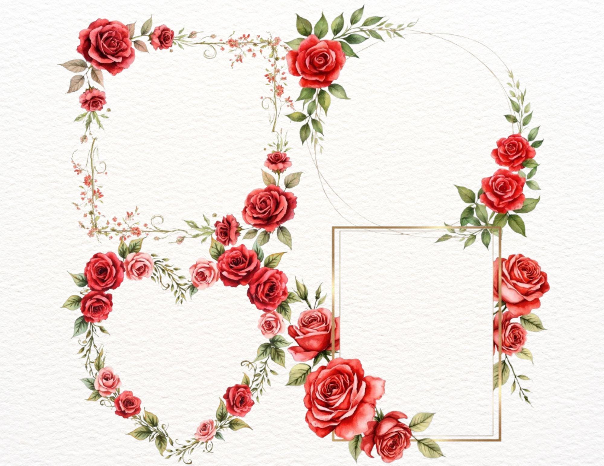 Marco floral rojo - Etsy México, image size:2000x1545