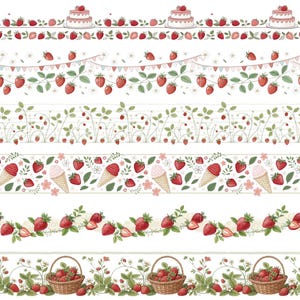 30 bordures transparentes de fraises, papier numérique baies, bordure de fête de fraises, clipart de fruits d'été, bordure de fête d'anniversaire, emballage de chocolat