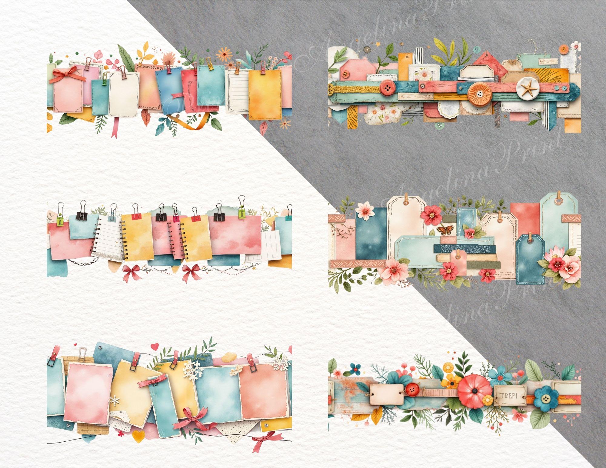 Photo Border Labels 21 Seamless Scrapbooking Borders PNG | Continuous Floral Borders ...