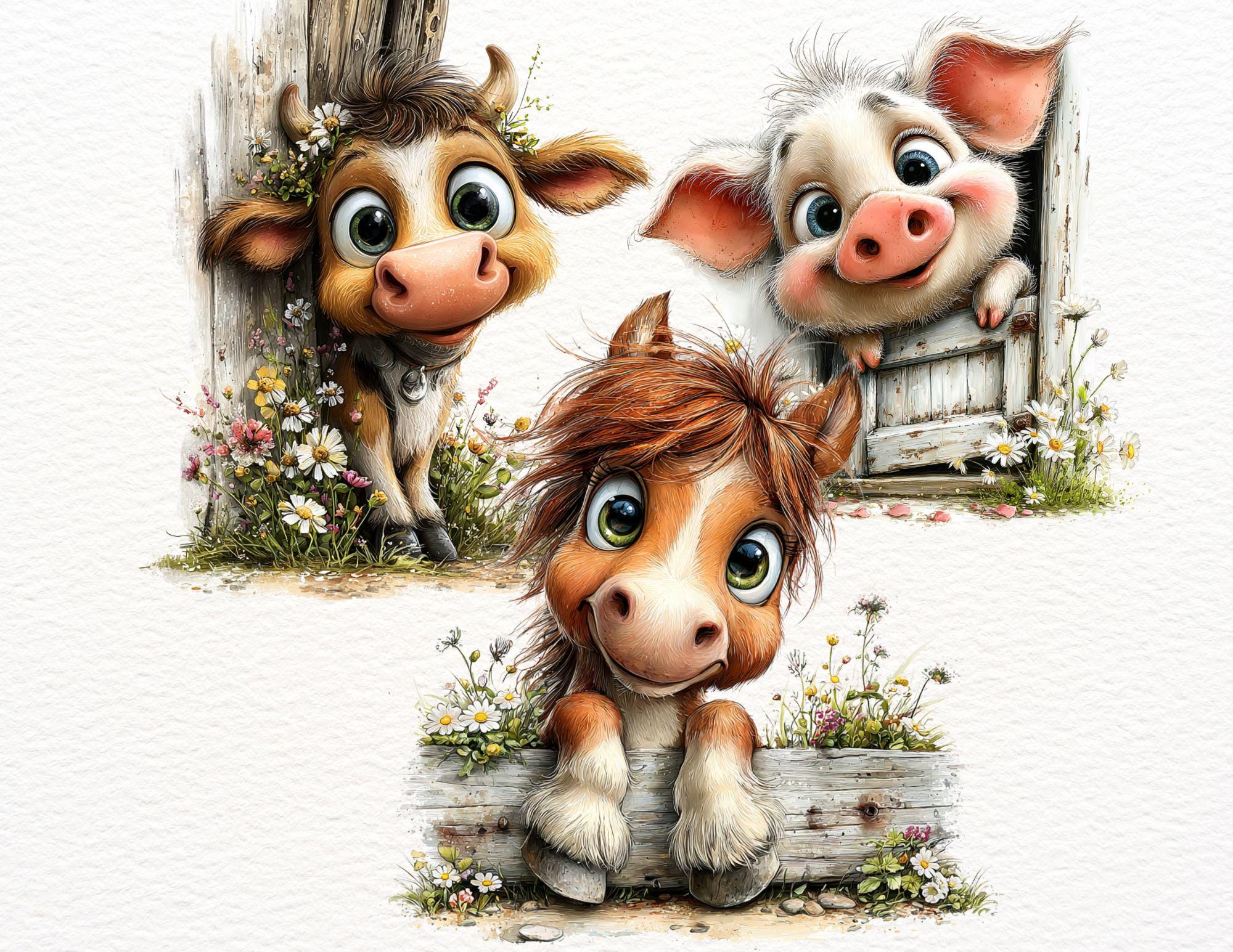 26 Cute Farm Animal Clipart | Baby Farm Animals PNG | Horse Lamb Bunny ...