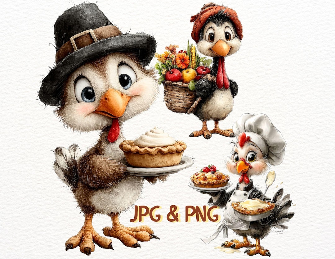 21 Cute Thanksgiving Turkey Clipart for Kids | Whimsical Autumn ...