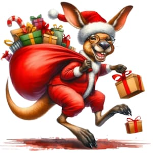 21 Weihnachts-Cliparts mit australischen Tieren | Aquarell PNG | Kängurus| Koalas| Frohes neues Jahr| Schnabeltiere| Wombats|Scrapbooking| Kartendesign