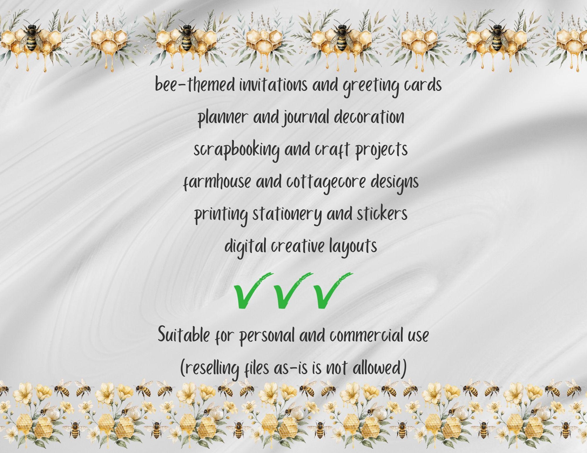 Seamless Bee Borders PNG | Watercolor Honey Bee Clipart Borders ...