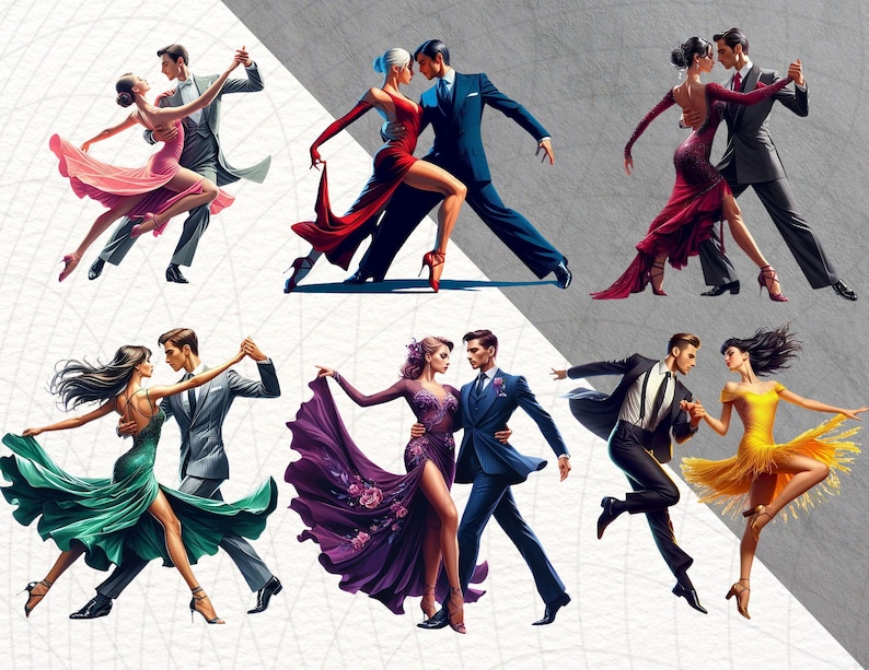 Neutral Dancing 32 Ballroom Dance Couples Clipart | Waltz, Tango, Foxtrot Illustrations ...