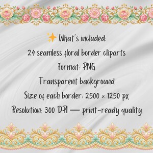 24 Seamless Rococo Borders, Floral Rococo Clipart, Elegant Vintage Frame, baroque frame, rococo design image 7