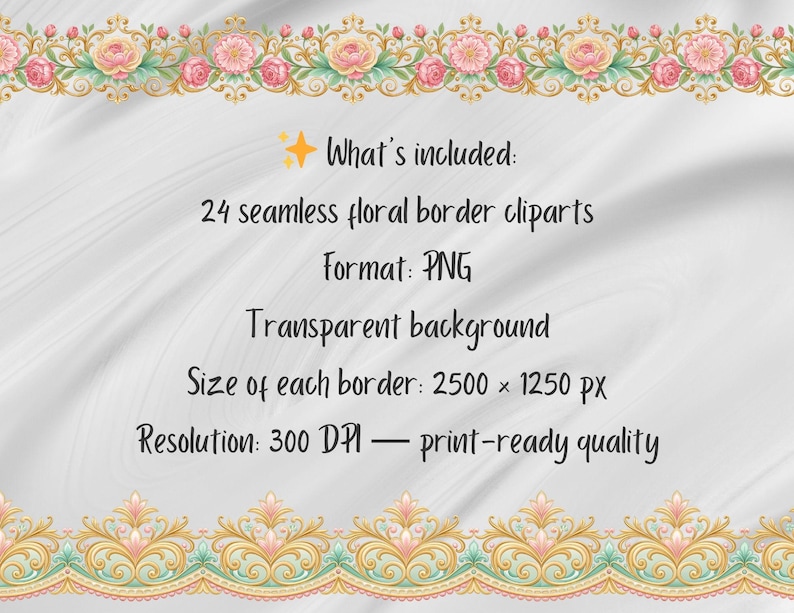 24 Seamless Rococo Borders, Floral Rococo Clipart, Elegant Vintage Frame, baroque frame, rococo design image 7