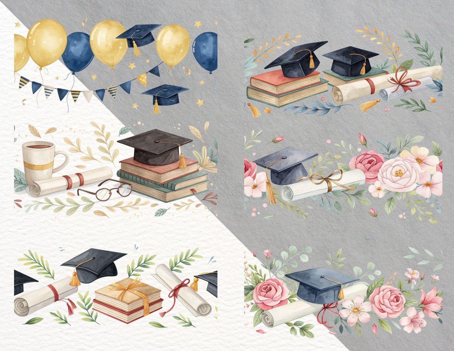 17 Graduation Seamless Borders and Frames | Floral Graduation Clipart ...