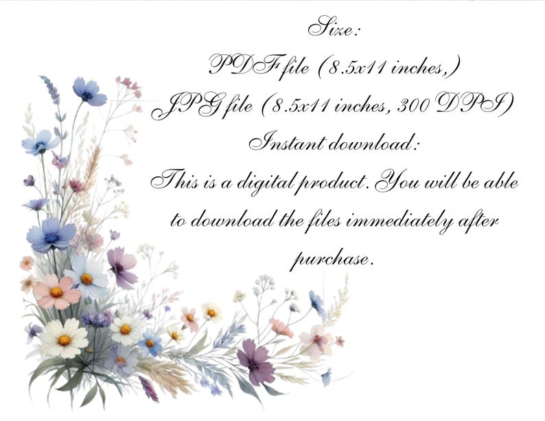 Printable Monthly Planner With Wildflowers | Monthly Calendar With Open ...