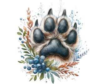 19 Watercolor Dog Paw Prints Clipart – Transparent Background, 300 DPI PNG, for Digital & Physical Use, Printing, Web Design, Sublimation