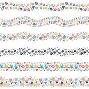 15 bordures de pattes de chien sans couture – Papier numérique, bordure d'empreinte de patte, clipart amoureux des chiens, PNG, pattes de chien, bordure de patte, bordure d'empreinte de patte