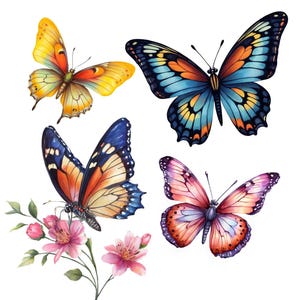 67 Imágenes Prediseñadas de mariposa acuarela | Flores PNG| Ilustración de la naturaleza| Flores de acuarela| Imágenes Prediseñadas de primavera| Adornos para álbumes de recortes