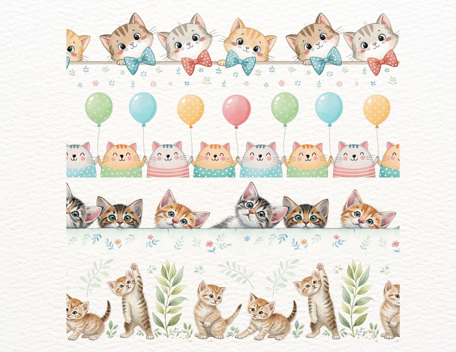19 Seamless Cat Borders PNG | Cute Kitty Clipart | Horizontal Cat Edge ...