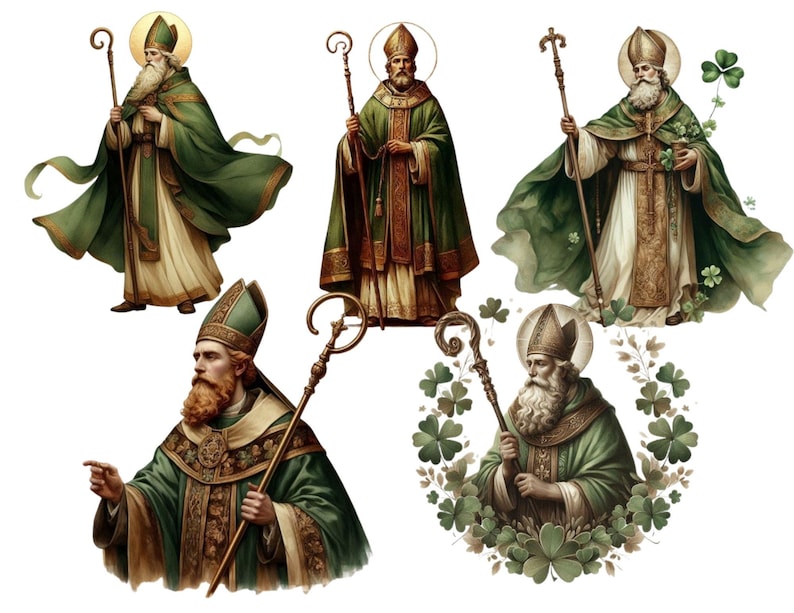 Saint Patrick Robe 12 Watercolor Saint Patrick ,vintage Saint Patrick Clipart, Religious ...