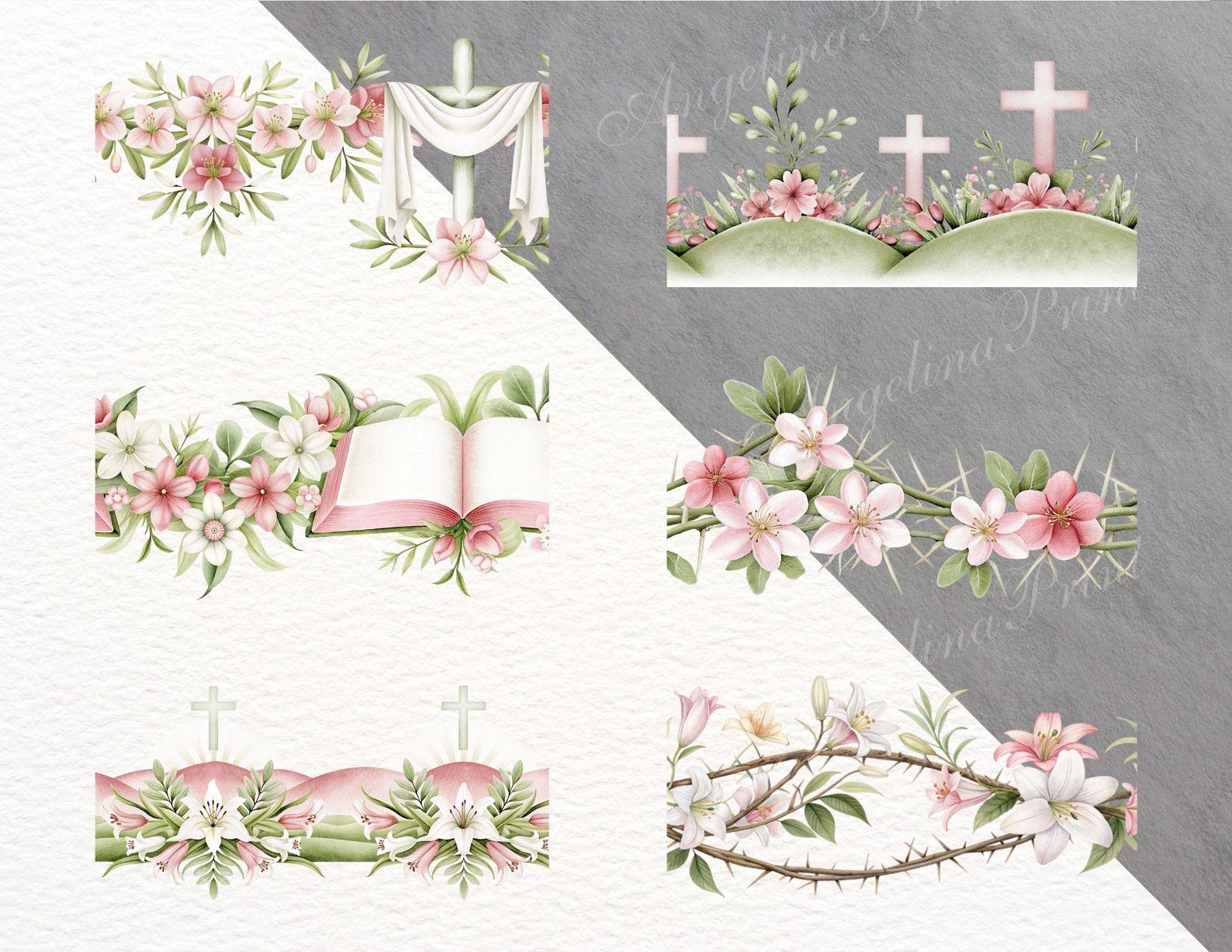 23 Religious Seamless Borders Clipart | Easter Christian Borders With ...