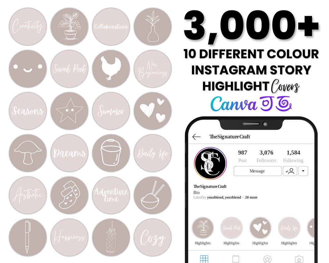 3,000 Minimal Instagram Highlight Cover Neutral Story Instagram ...