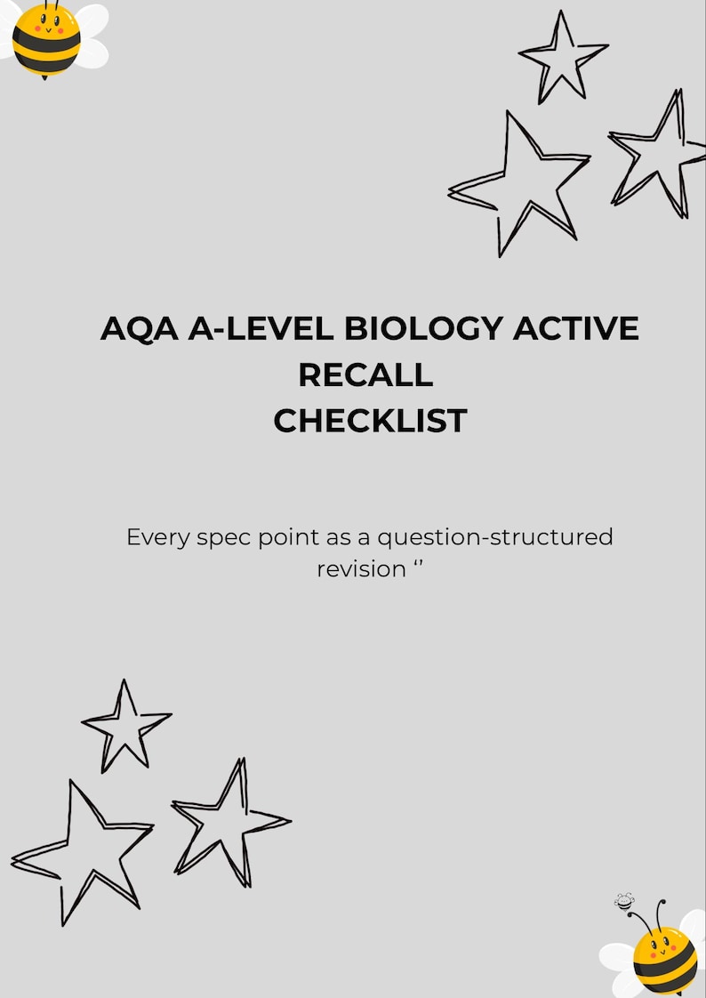 AQA A-level Biology Notes Revision Checklist: Active Recall Study Guide ...