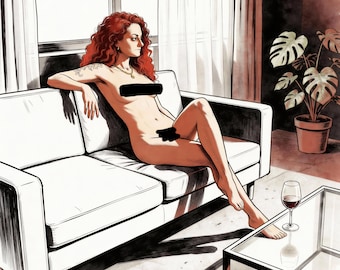 Melanie beim Sitzen nackt