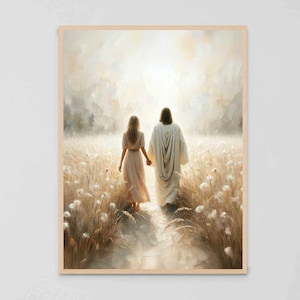 A Helping Hand, Christian Wall Art, Jesus Walking with Girl, Jesus Prints, LDS Art, Bible Art, Jesus with Woman, Jesus Art, Christian Prints