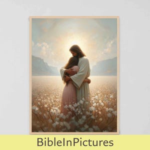 Knuffel van geloof | Direct downloaden | Jezus en meisje | Jezus downloaden | Kunst Jezus met vrouw | LDS-kunst | Jezuskunst | Christusposter