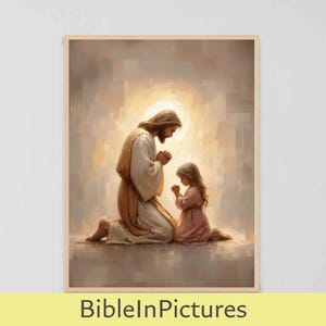 Listen Closely, Modern Christian Art, Jesus with Girl Art, Jesus Art Prints, LDS Art, Bible Wall Art, Jesus with Children, Jesus Painting