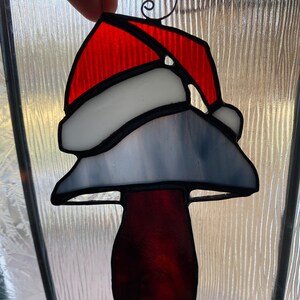 Stained Glass Mushroom Christmas Ornament, Festive, Suncatcher, Glass Art, Mushroom Art, Fungus Art