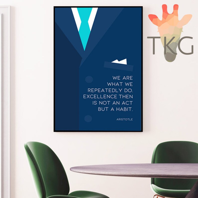 Affiche de citation Aristote Excellence / Bureau Wall Art