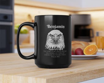 Custom Bible Mug Psalm 18:2 Bald Eagle Design Faith Gift for Christians
