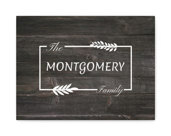 Custom Family Name Canvas Print Wall Art